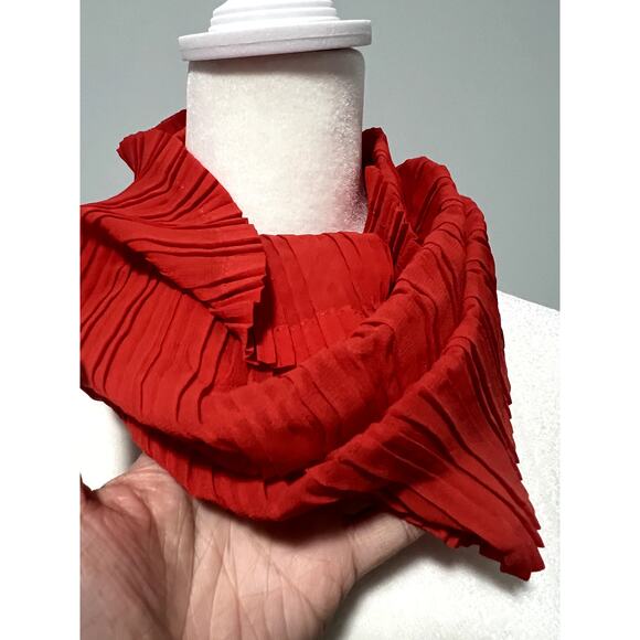Orange Red Ruffle Scarf/ Neck Wrap - Picture 2 of 3